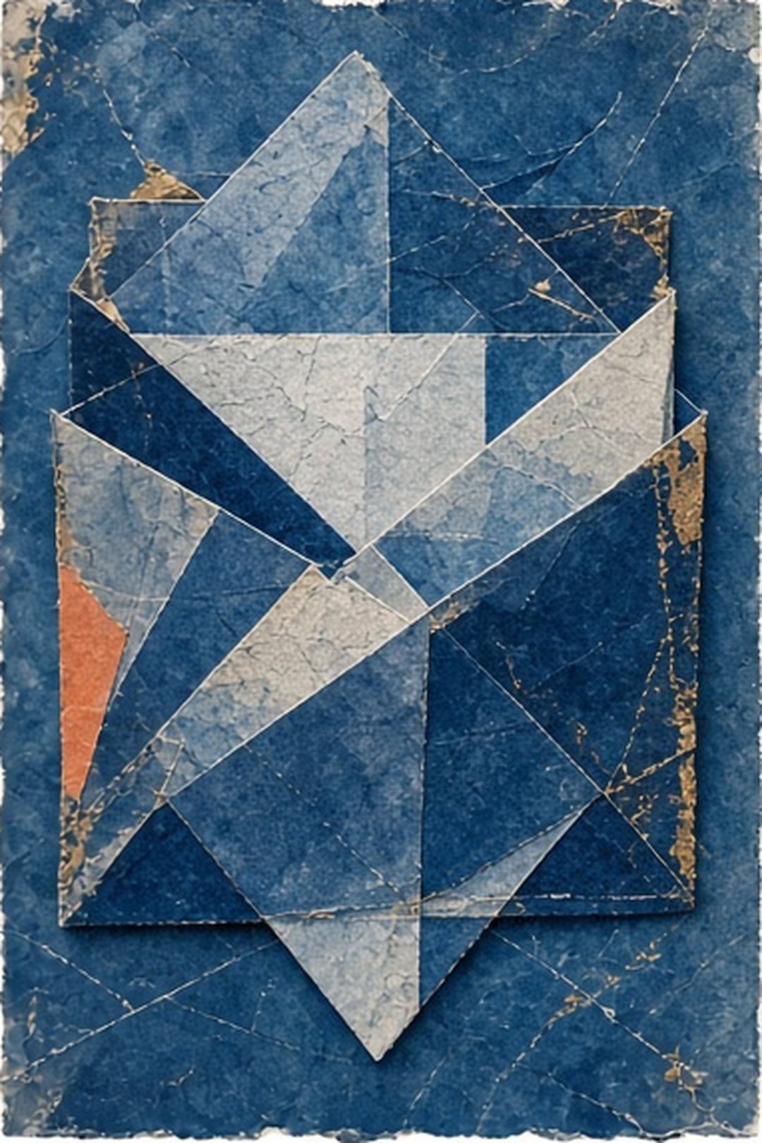 Empty document folder made from cyanotype paper silhouettes