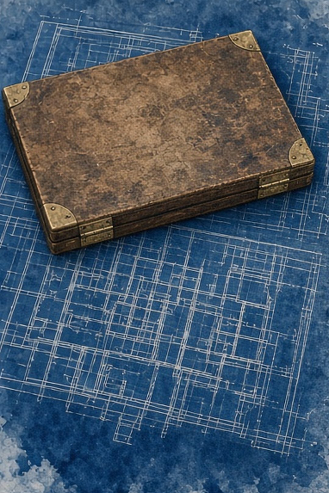 Shared cyanotype desk with a closable cover over one plan